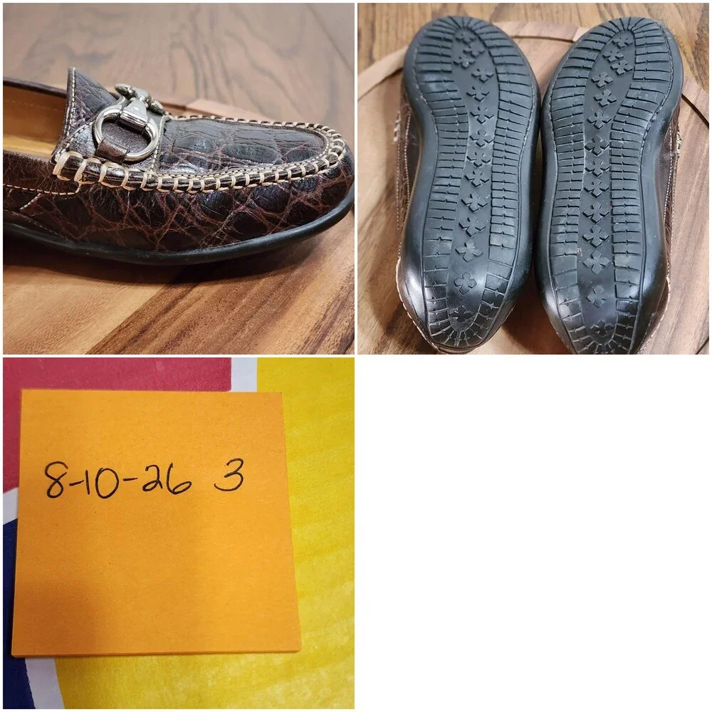 Martin Dingman Shoes Mens Size 8.5 M Brown Leather Bit Loafer Croc Driving Moc